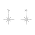 Petite Star Burst Drop Earrings Silver