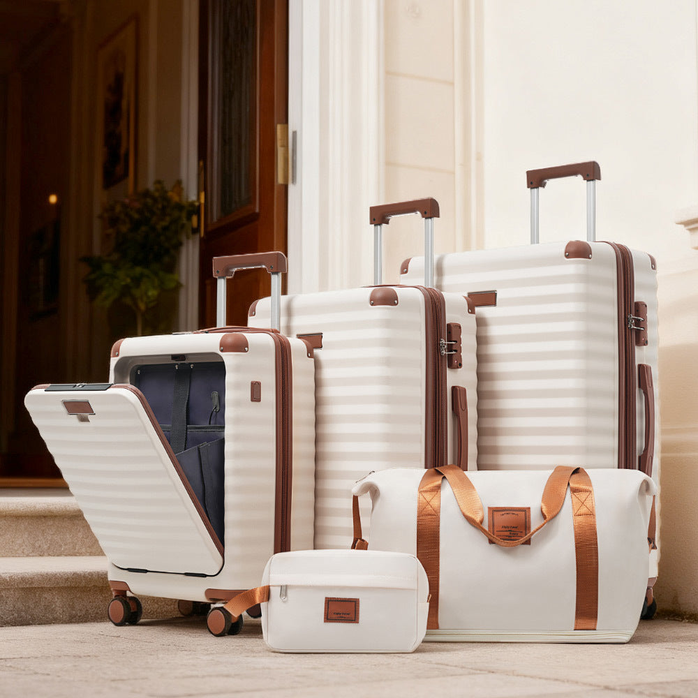 5-Piece ABS Hardshell Luggage Set with Front Opening, TSA Lock, USB