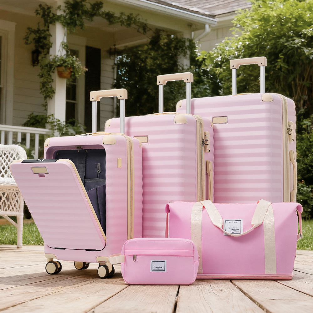 5-Piece ABS Hardshell Luggage Set with Front Opening, TSA Lock, USB