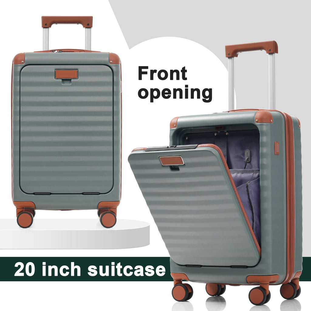 5-Piece ABS Hardshell Luggage Set with Front Opening, TSA Lock, USB