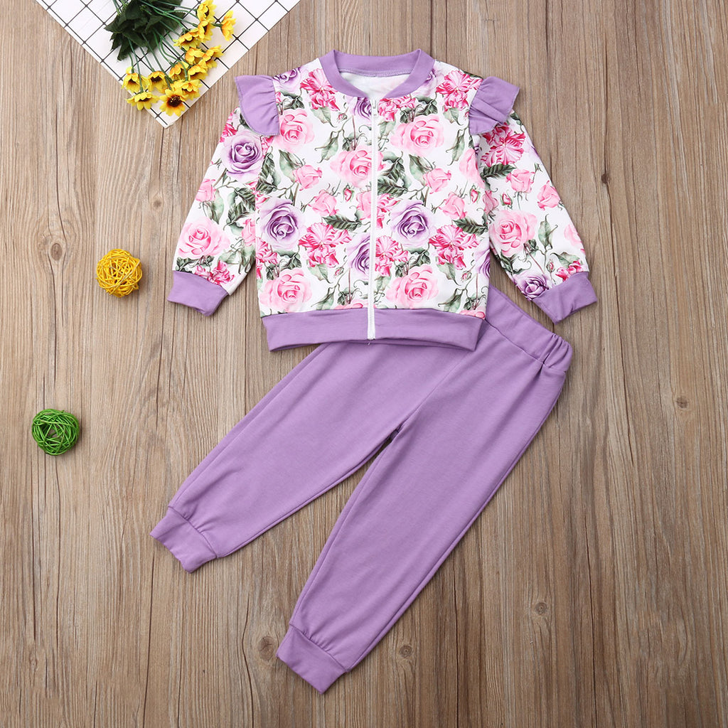 1 6Y Autumn Toddler Kid Baby Girl Flower Clothes