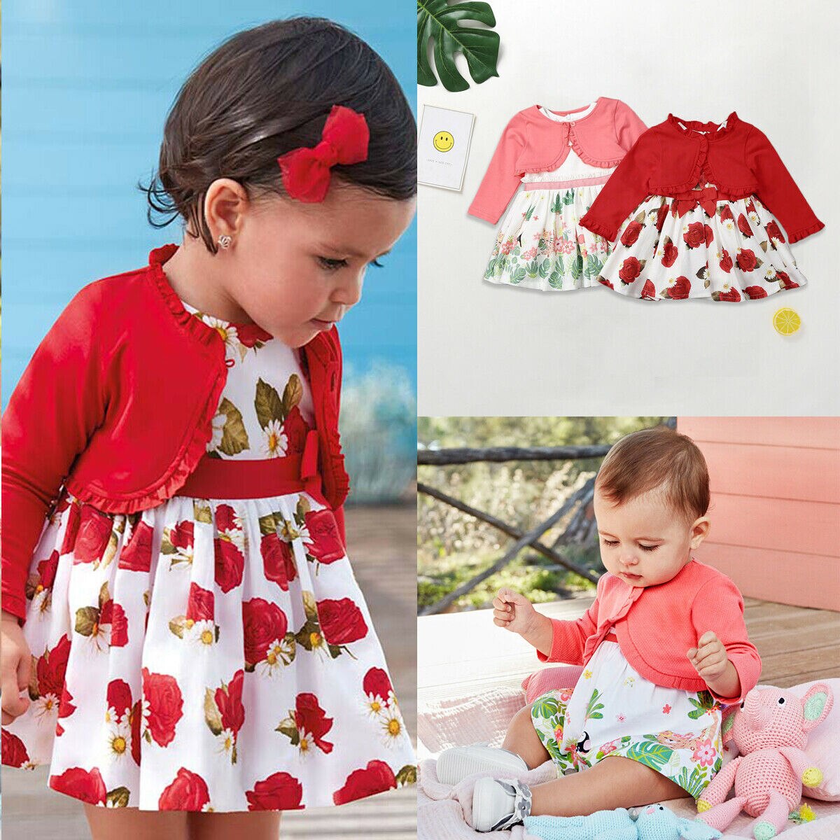 1 7Y Xmas Toddler Kids Baby Girls Clothes Sets