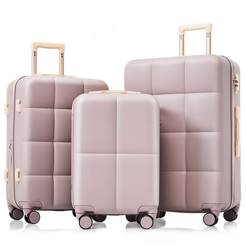 3-Piece ABS Luggage Set with Cup Holder, Side Hooks and Spinner Wheels
