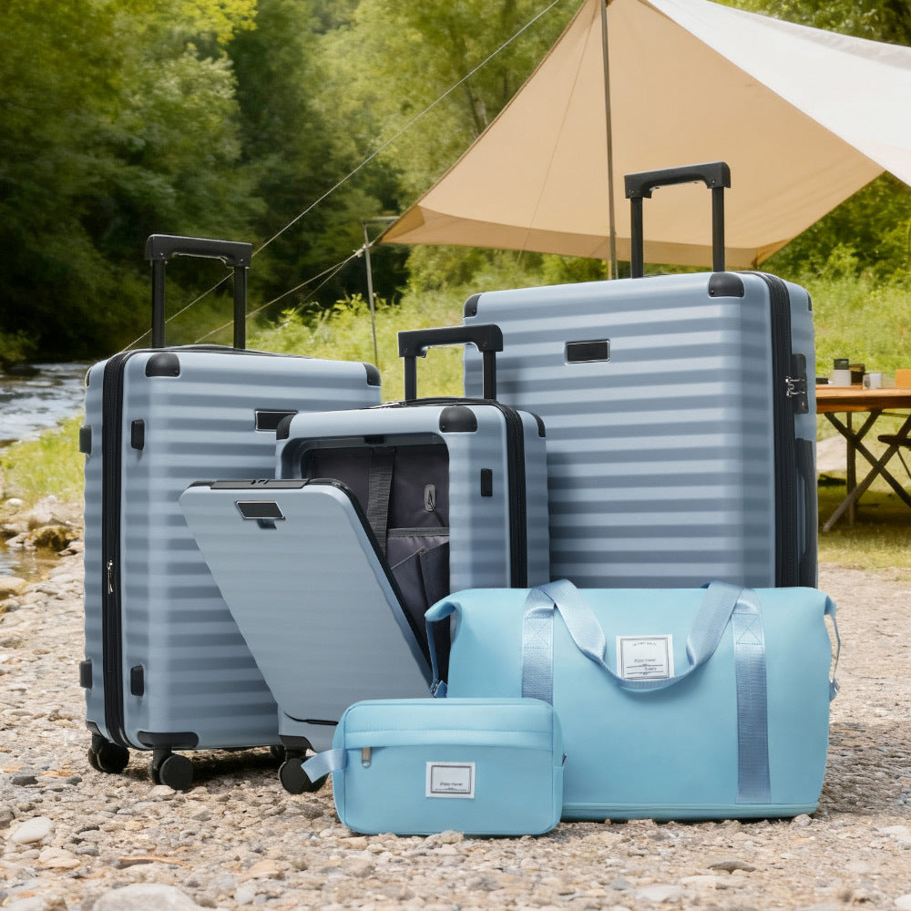 5-Piece ABS Hardshell Luggage Set with Front Opening, TSA Lock, USB