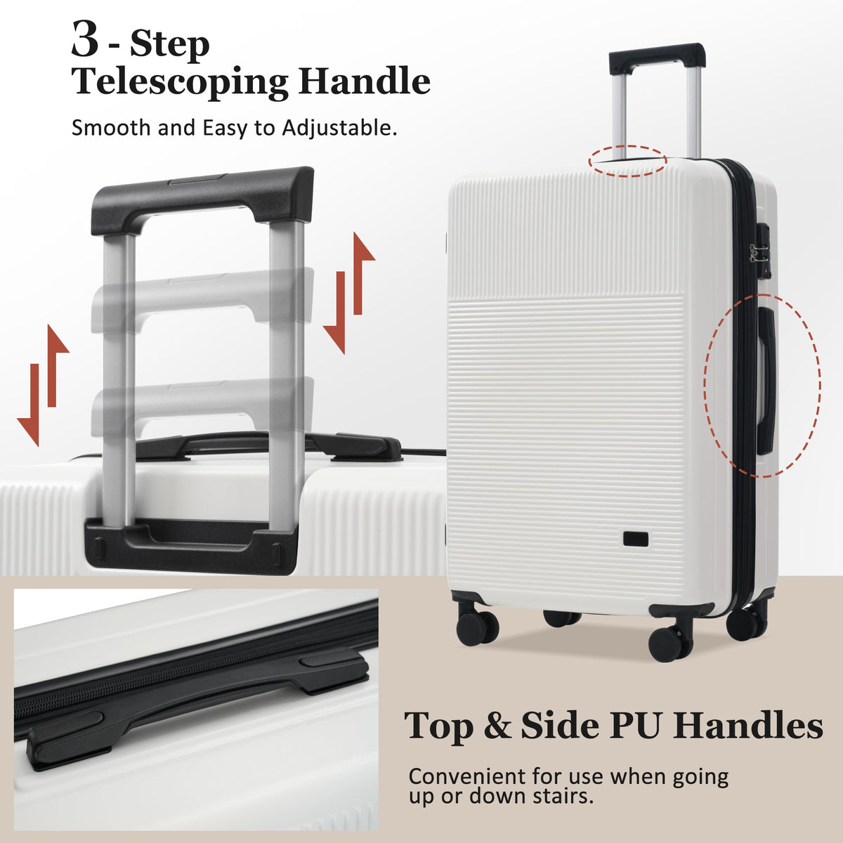5-Piece ABS Hardshell Luggage Set with Half-Opening Cases and Double