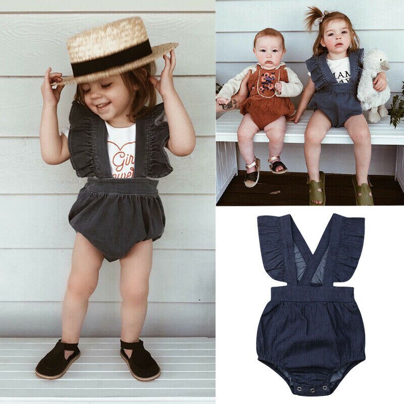2019 Newborn Toddler Kids Baby Girl Clothes Denim