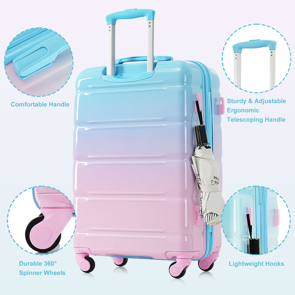3-piece Luggage Set, 20-inch USB Airline Certified Carry-on ABS+PC