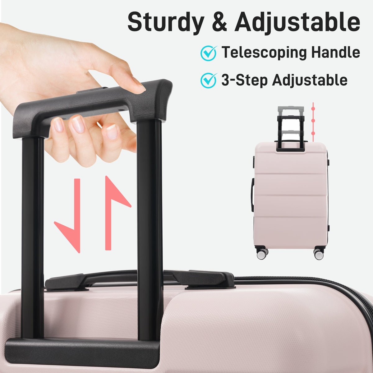 3-Piece ABS Hardshell Luggage Set with Password Lock, Spinner Wheels