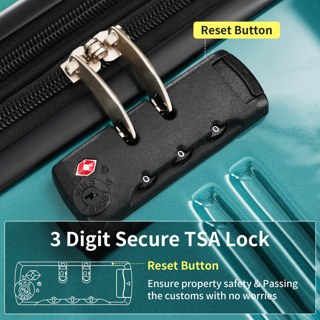 3-Piece PC Hardshell Luggage Set with TSA Lock, Spinner Wheels,