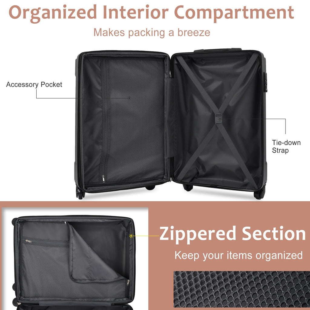 Brown White 6-Piece Expandable ABS Luggage Set with Duffel and