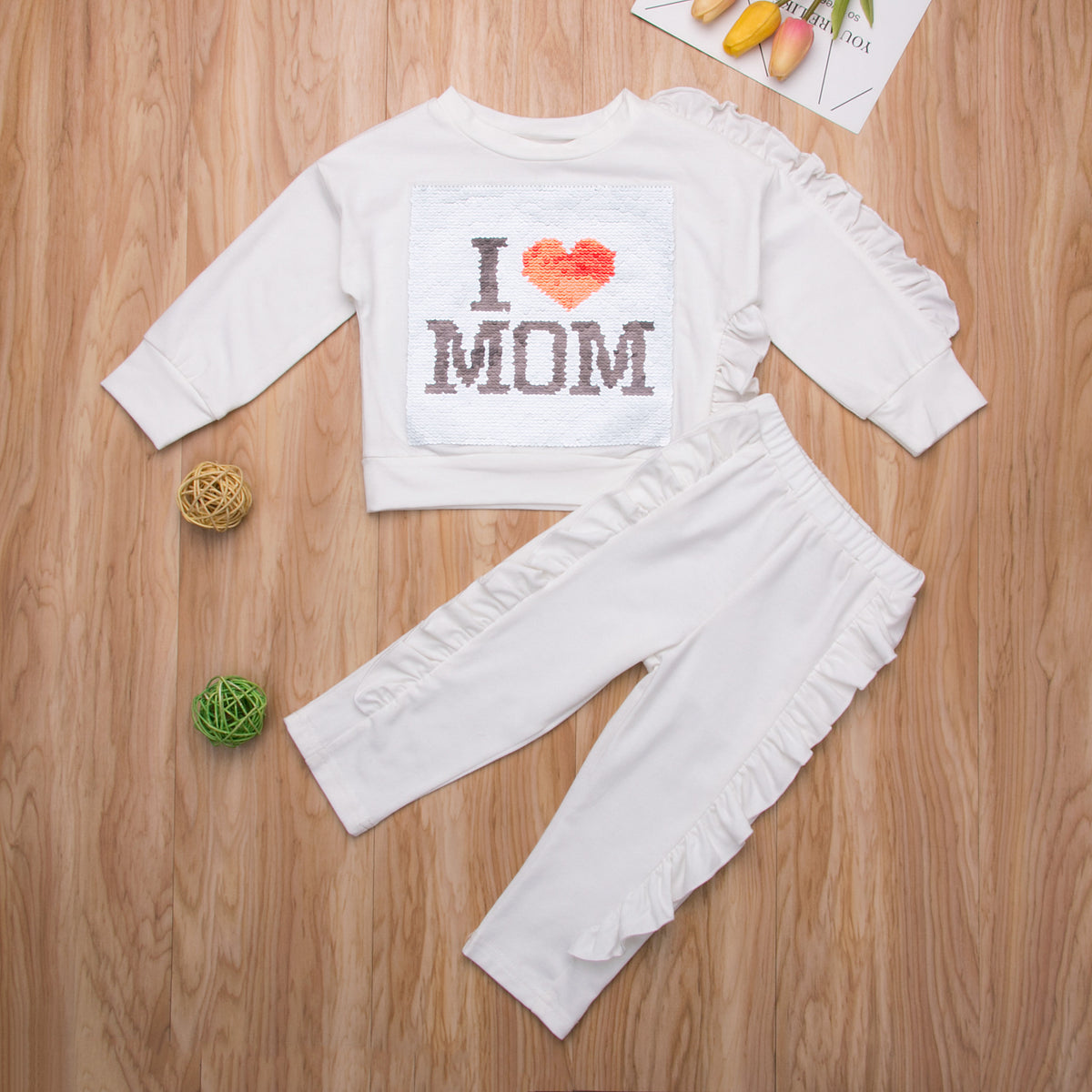 2Pcs Toddler Kid Baby Girls Sequins Clothes Sets