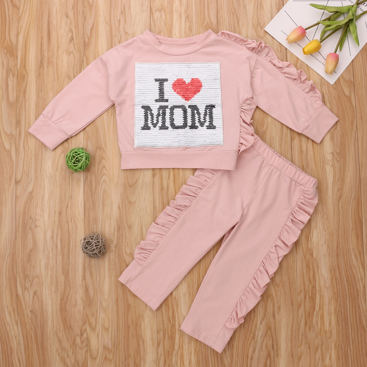 2Pcs Toddler Kid Baby Girls Sequins Clothes Sets