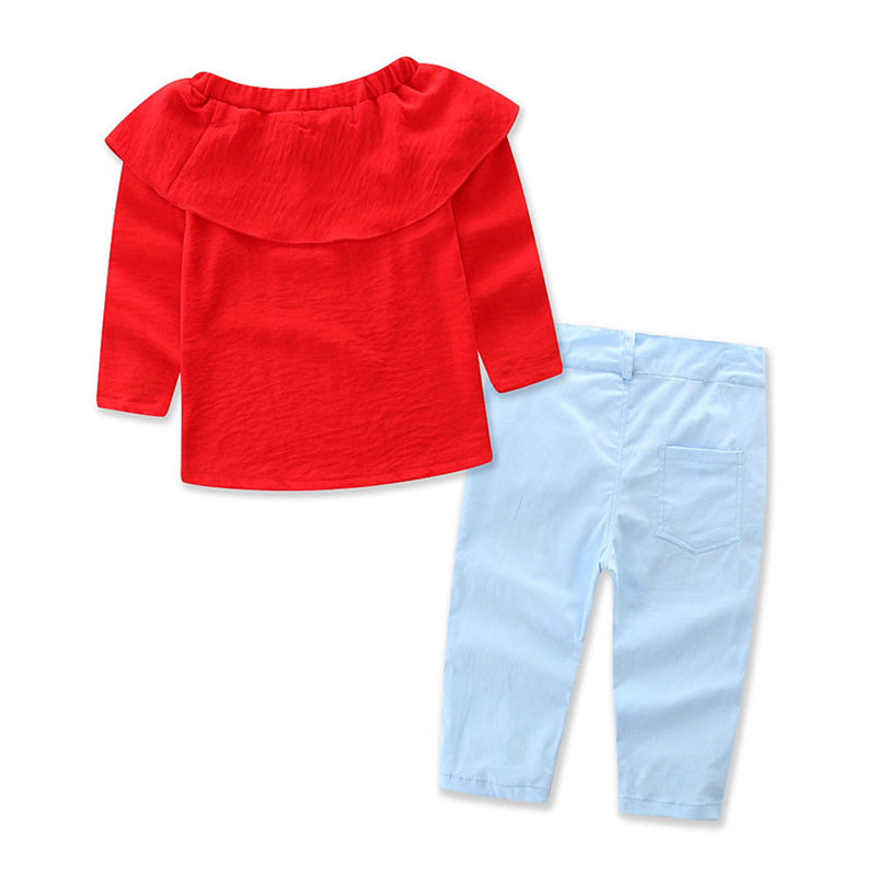 2Pcs set!!!Kids Baby Girl Outfit Sets Long Sleeve