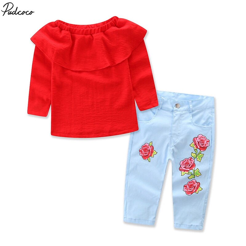 2Pcs set!!!Kids Baby Girl Outfit Sets Long Sleeve