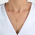 Female Gold Silver Chain Double Layered Necklace Long Chain Dangle Y