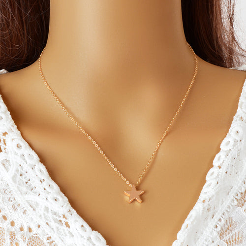 Minimalist Style Silver Chain Star Pendant Necklace Wholesale Price