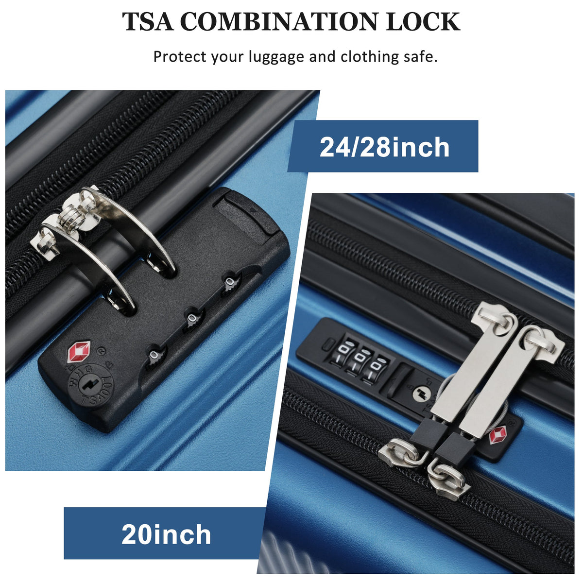 5-Piece ABS Hardshell Luggage Set with Half-Opening Cases and Double