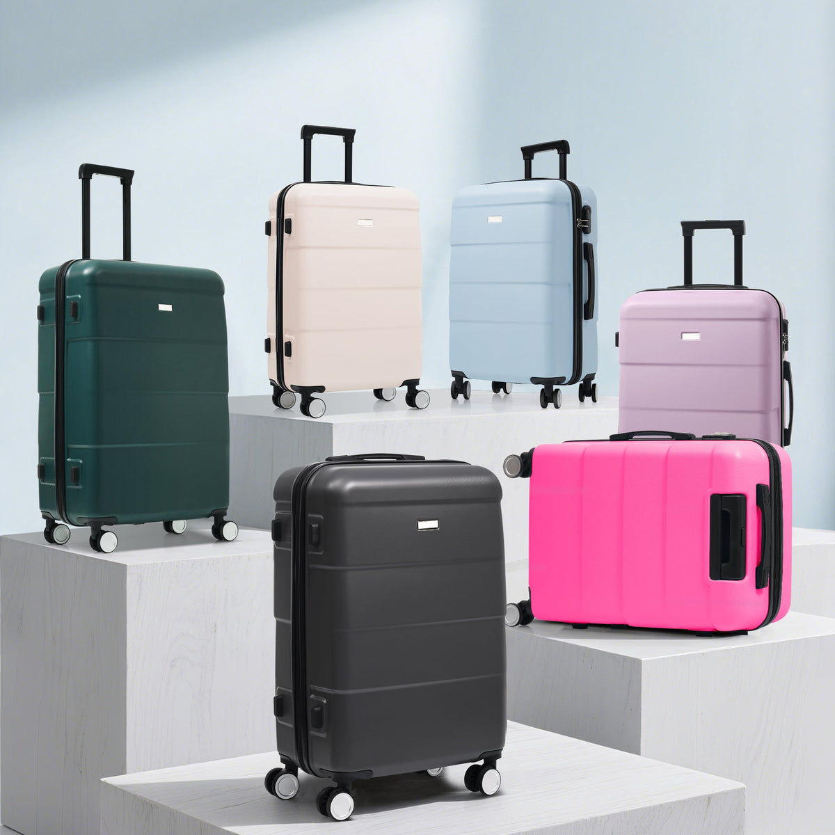 3-Piece ABS Hardshell Luggage Set with Password Lock, Spinner Wheels