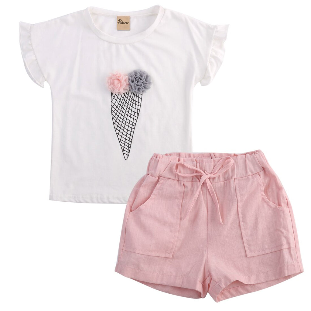 3 8Y Summer Infant Kids Girl Baby Clothes Sets Ice