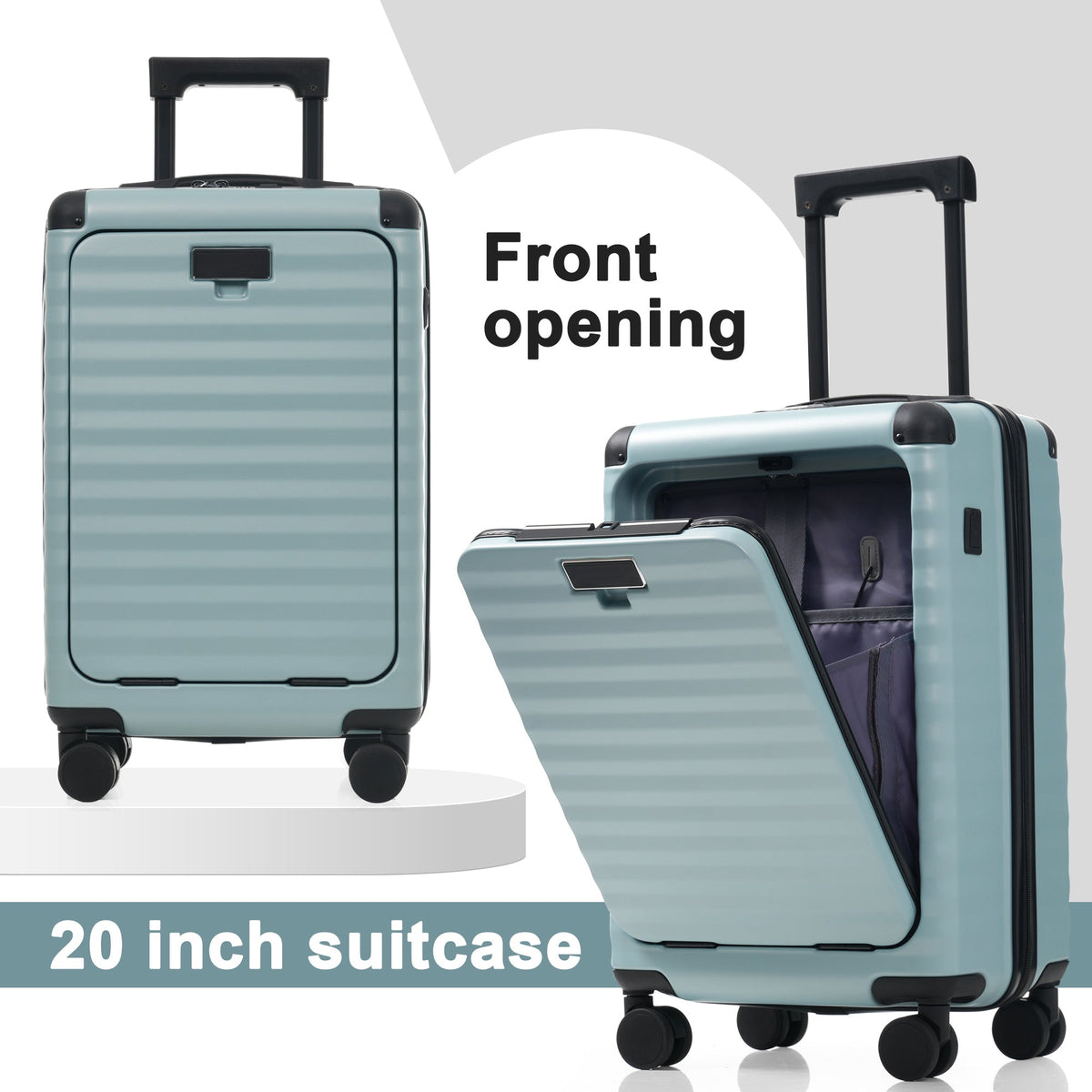5-Piece ABS Hardshell Luggage Set with Front Opening, TSA Lock, USB
