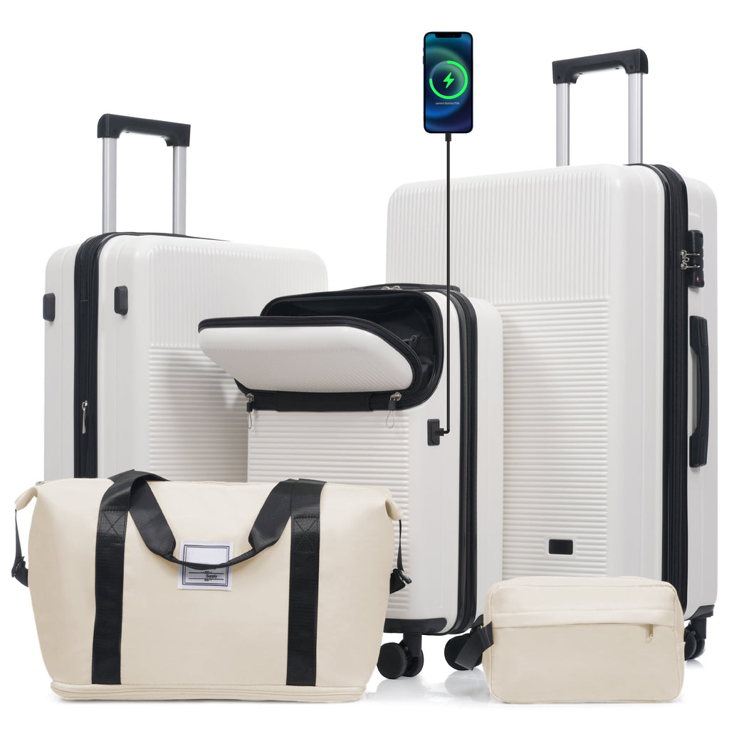 5-Piece ABS Hardshell Luggage Set with Half-Opening Cases and Double