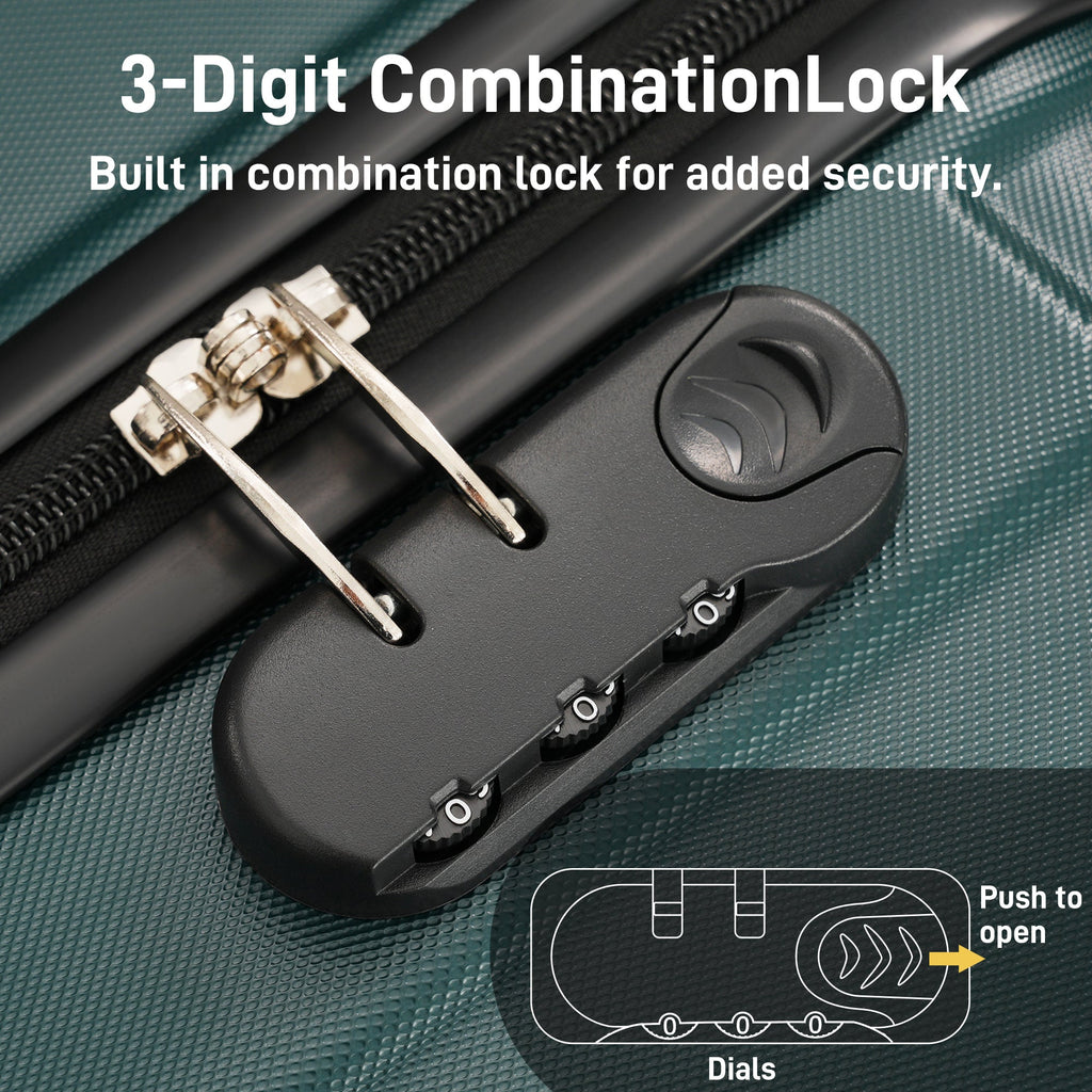 3-Piece ABS Hardshell Luggage Set with Password Lock, Spinner Wheels