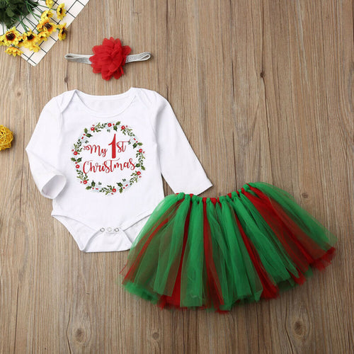 3Pcs  Newborn Kids Baby Girl Xmas Outfits Clothes