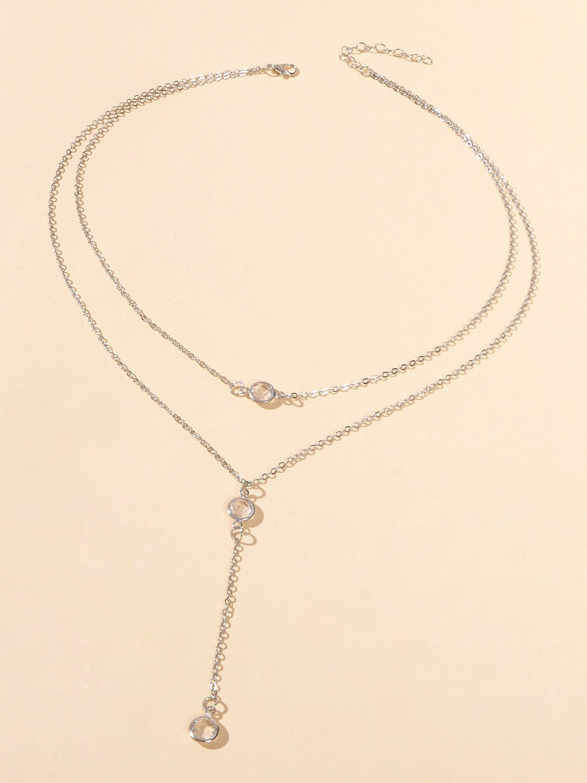 Female Gold Silver Chain Double Layered Necklace Long Chain Dangle Y