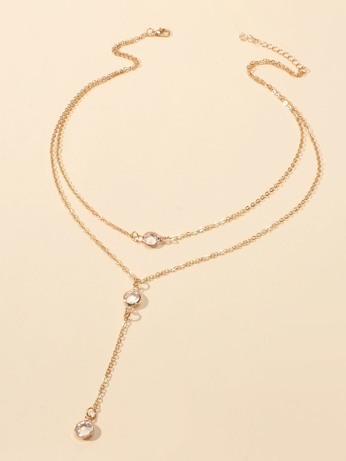 Female Gold Silver Chain Double Layered Necklace Long Chain Dangle Y