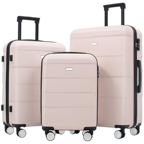 3-Piece ABS Hardshell Luggage Set with Password Lock, Spinner Wheels