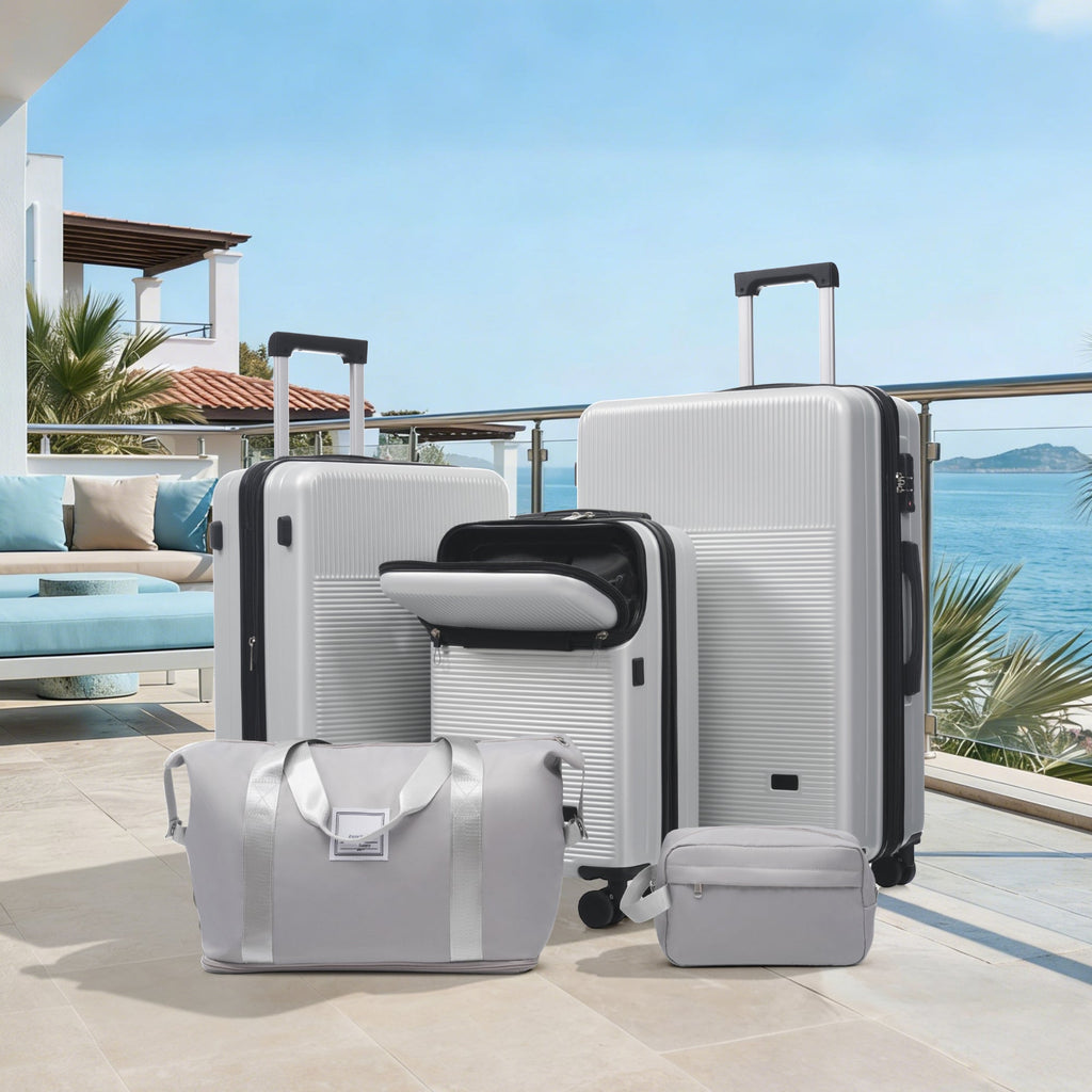 5-Piece ABS Hardshell Luggage Set with Half-Opening Cases and Double
