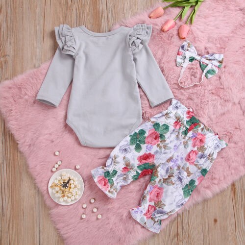 3pcs Baby Clothes Newborn Kids Baby Girl Bodysuit