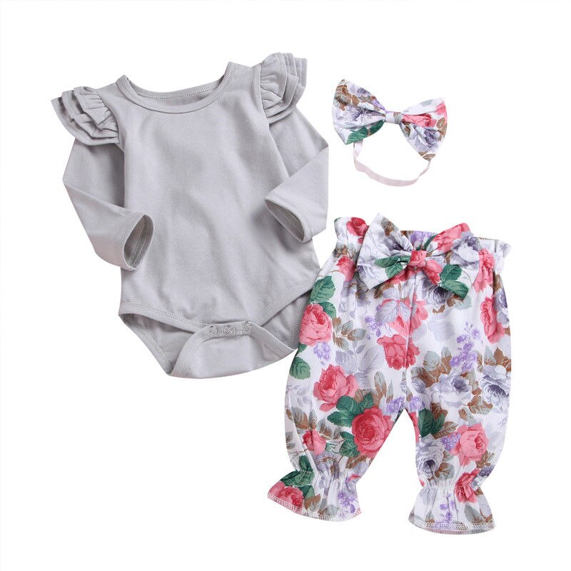 3pcs Baby Clothes Newborn Kids Baby Girl Bodysuit