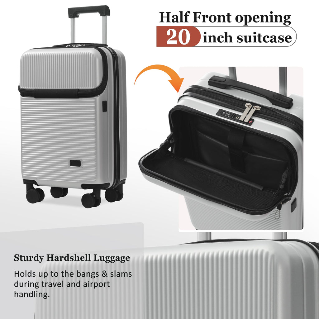 5-Piece ABS Hardshell Luggage Set with Half-Opening Cases and Double