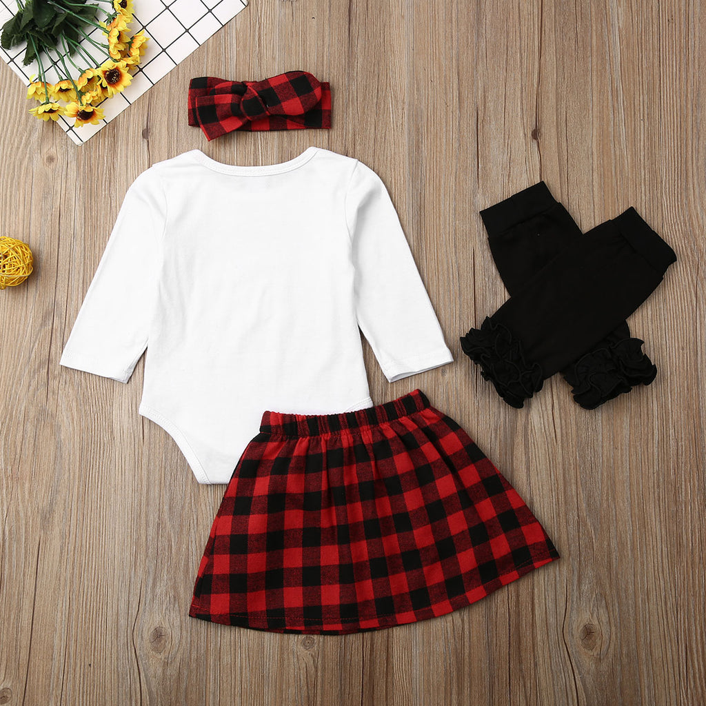 4PCS Newborn Kids Baby Girls Xmas Clothes Sets