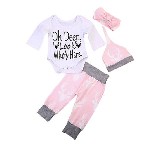 4PCS Toddler Kids Baby Girl Clothes Set Tops T