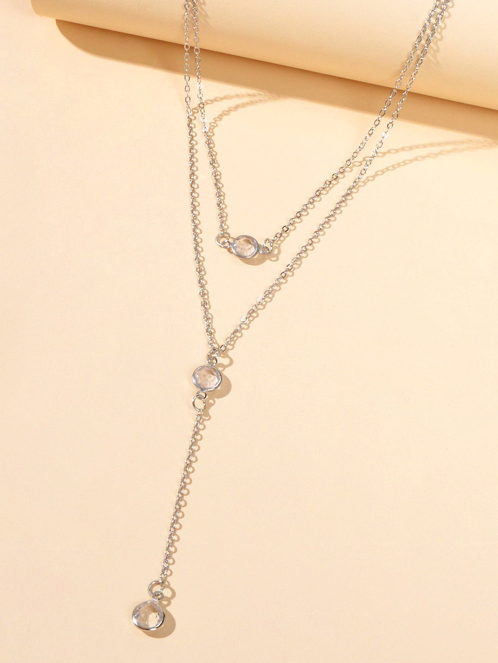 Female Gold Silver Chain Double Layered Necklace Long Chain Dangle Y