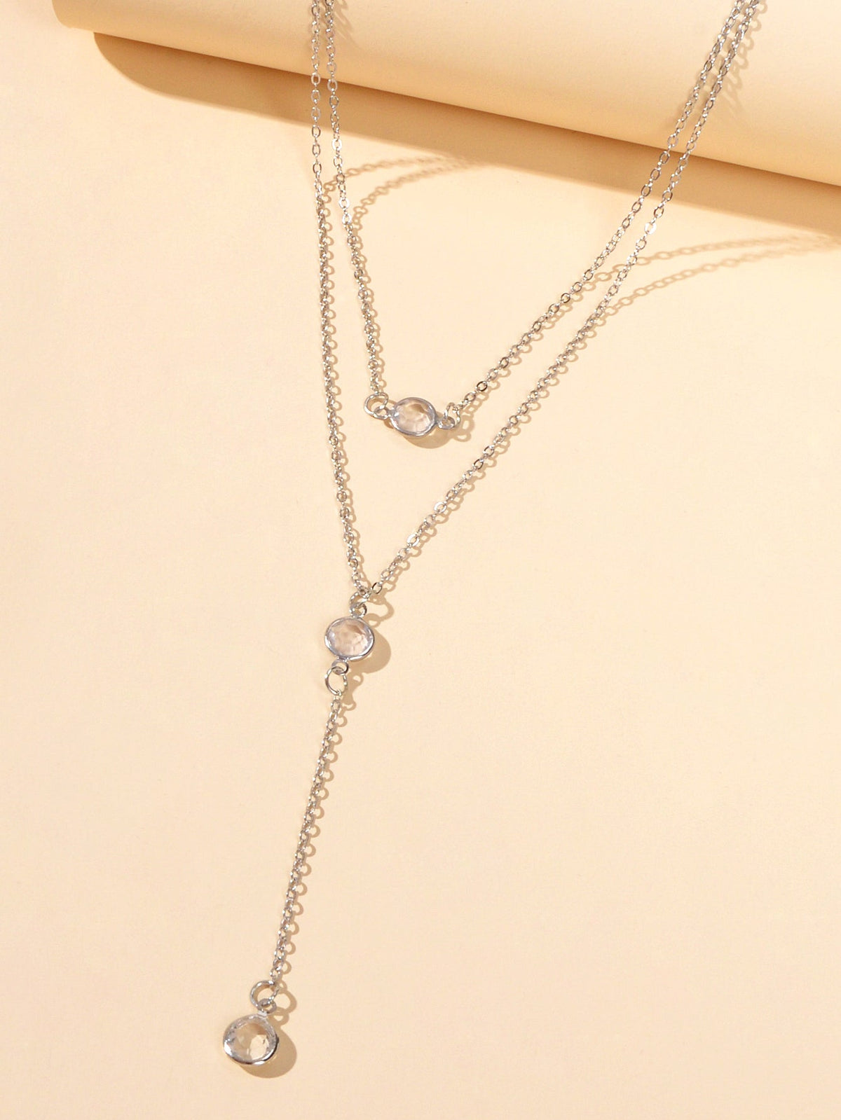 Female Gold Silver Chain Double Layered Necklace Long Chain Dangle Y