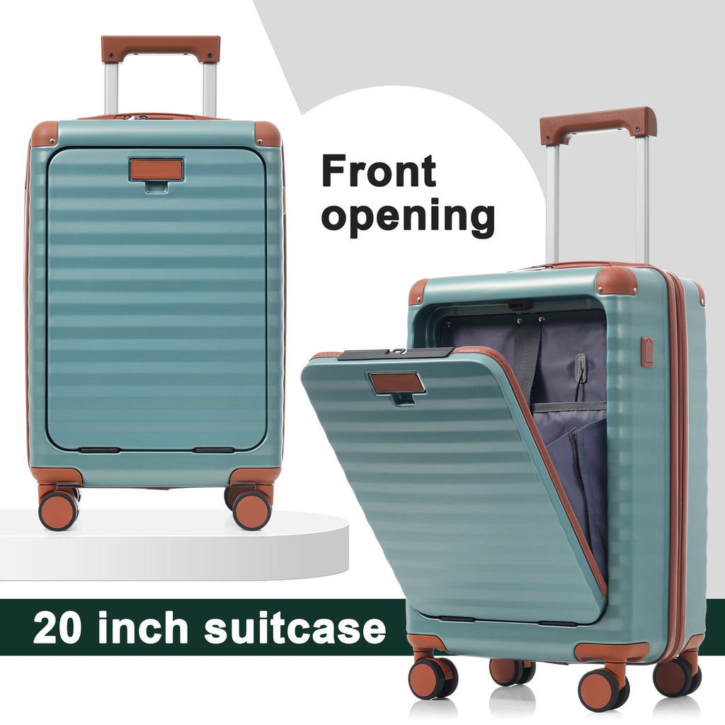 5-Piece ABS Hardshell Luggage Set with Front Opening, TSA Lock, USB
