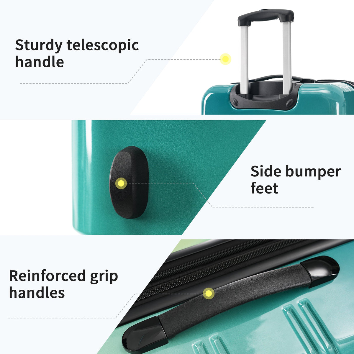 3-Piece PC Hardshell Luggage Set with TSA Lock, Spinner Wheels,