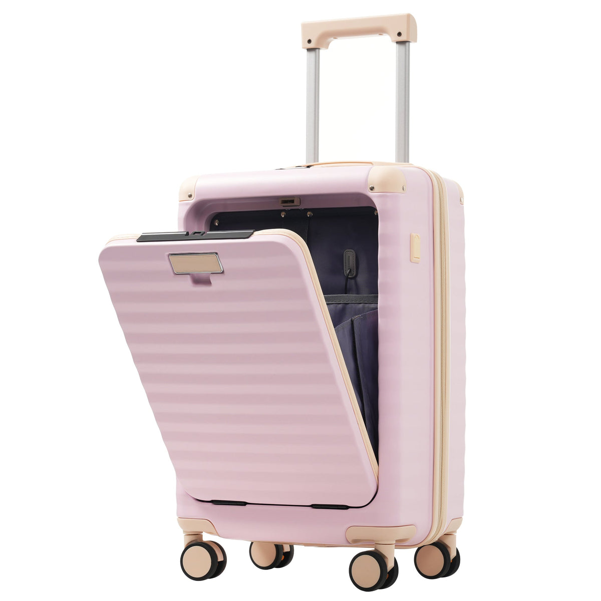 5-Piece ABS Hardshell Luggage Set with Front Opening, TSA Lock, USB