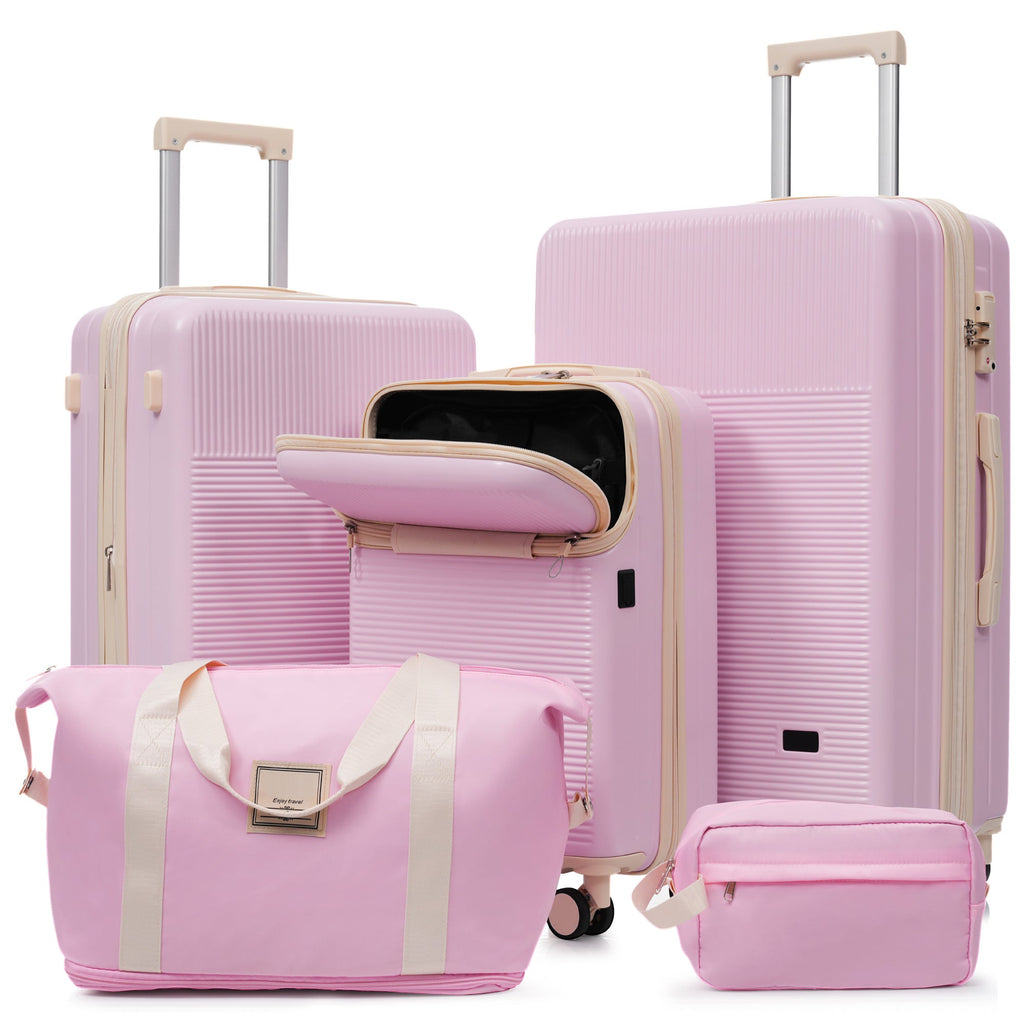 5-Piece ABS Hardshell Luggage Set with Half-Opening Cases and Double