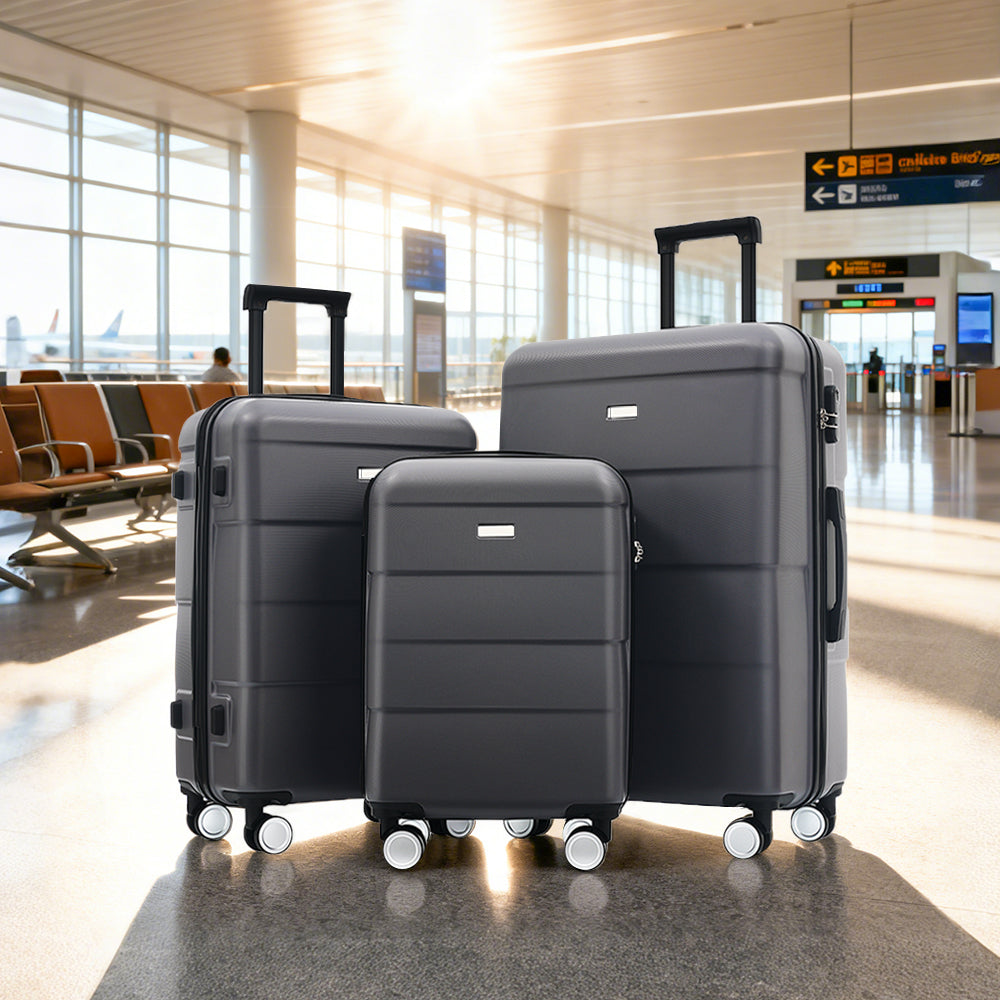 3-Piece ABS Hardshell Luggage Set with Password Lock, Spinner Wheels