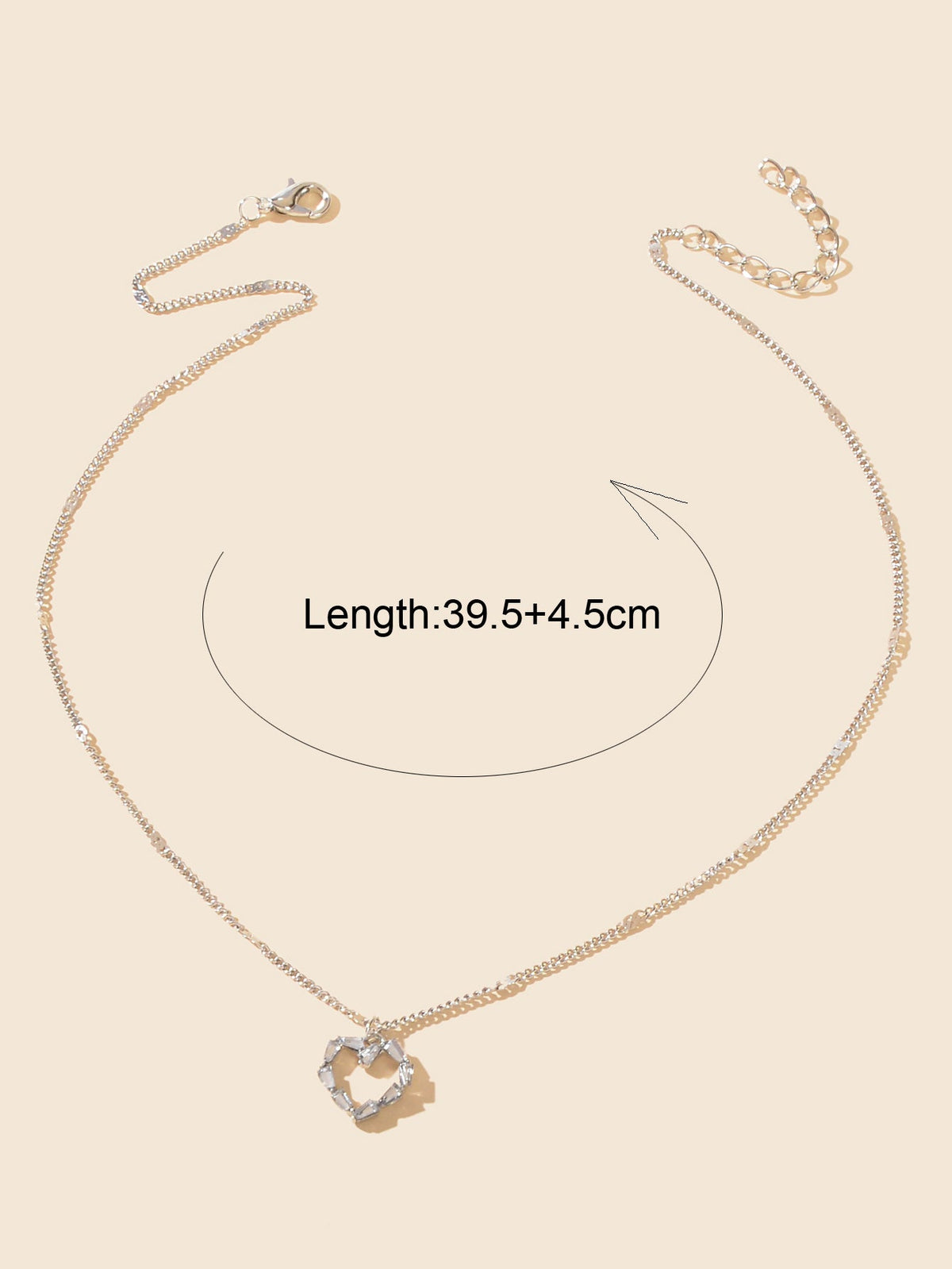 Silver Chain Rhinestone Heart Necklace Delicate Jewelry