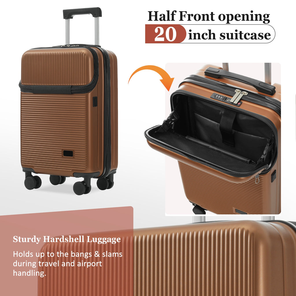 5-Piece ABS Hardshell Luggage Set with Half-Opening Cases and Double