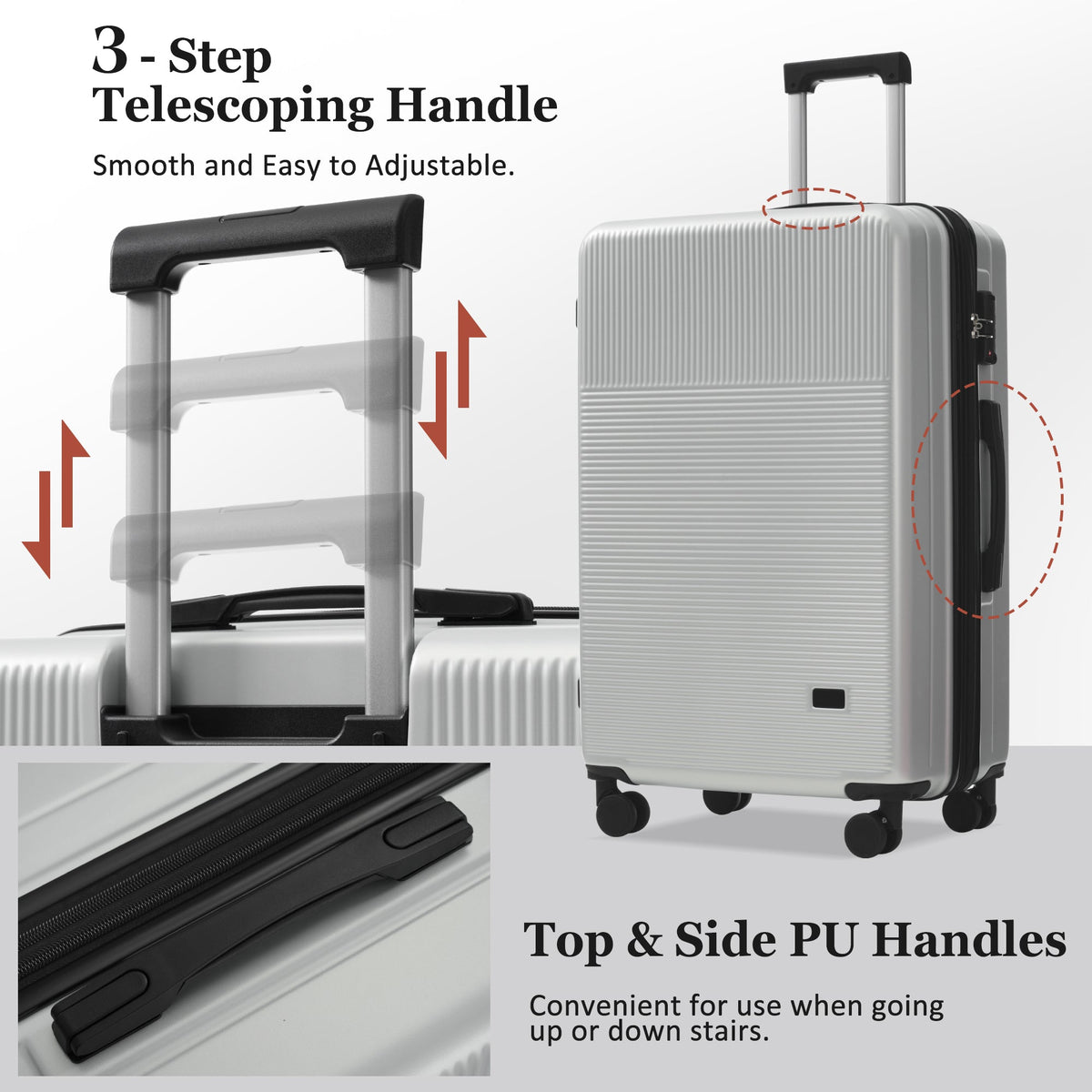 5-Piece ABS Hardshell Luggage Set with Half-Opening Cases and Double
