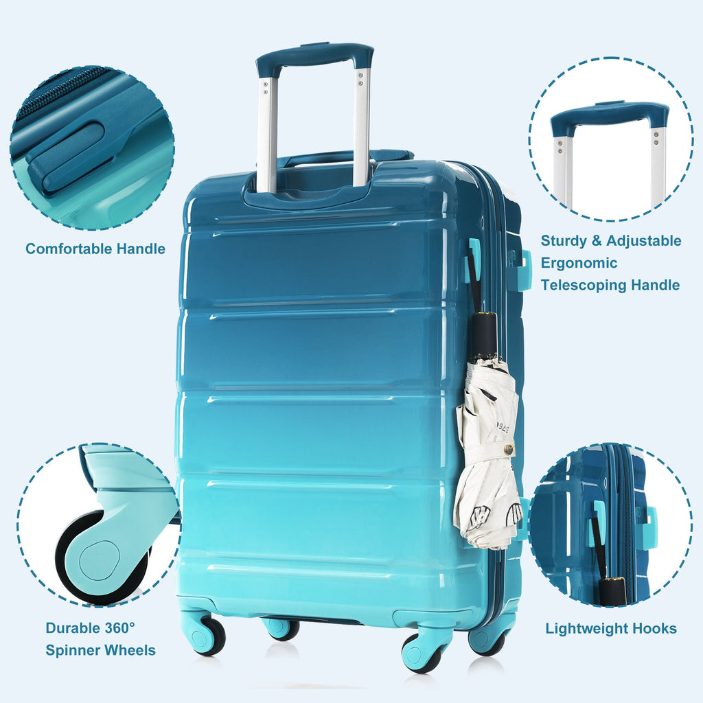 3-piece Luggage Set, 20-inch USB Airline Certified Carry-on ABS+PC