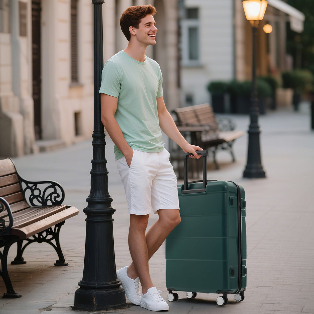 3-Piece ABS Hardshell Luggage Set with Password Lock, Spinner Wheels
