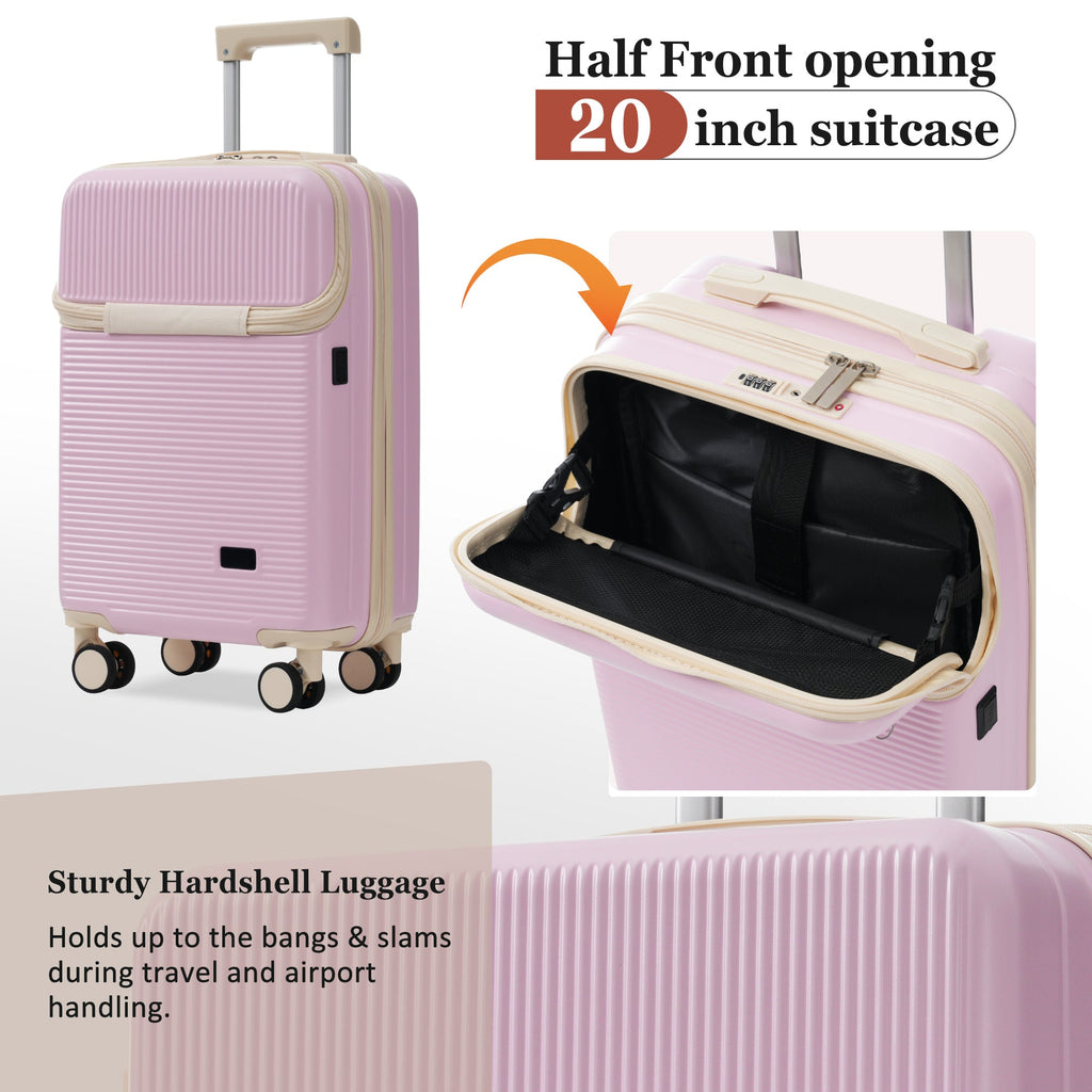5-Piece ABS Hardshell Luggage Set with Half-Opening Cases and Double