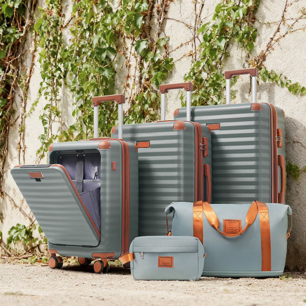 5-Piece ABS Hardshell Luggage Set with Front Opening, TSA Lock, USB